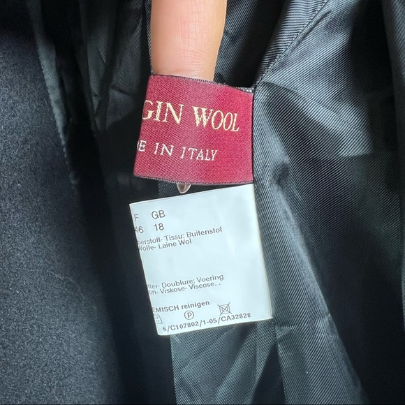 Cinzia Rocca 100% Wool Black Long Pea Coat Made in Italy - Picture 6 of 9